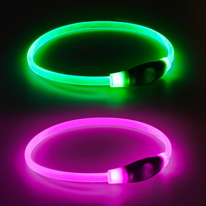 2 Packs Light Up Dog Collar, USB Rechargeable Dog Lights for Night