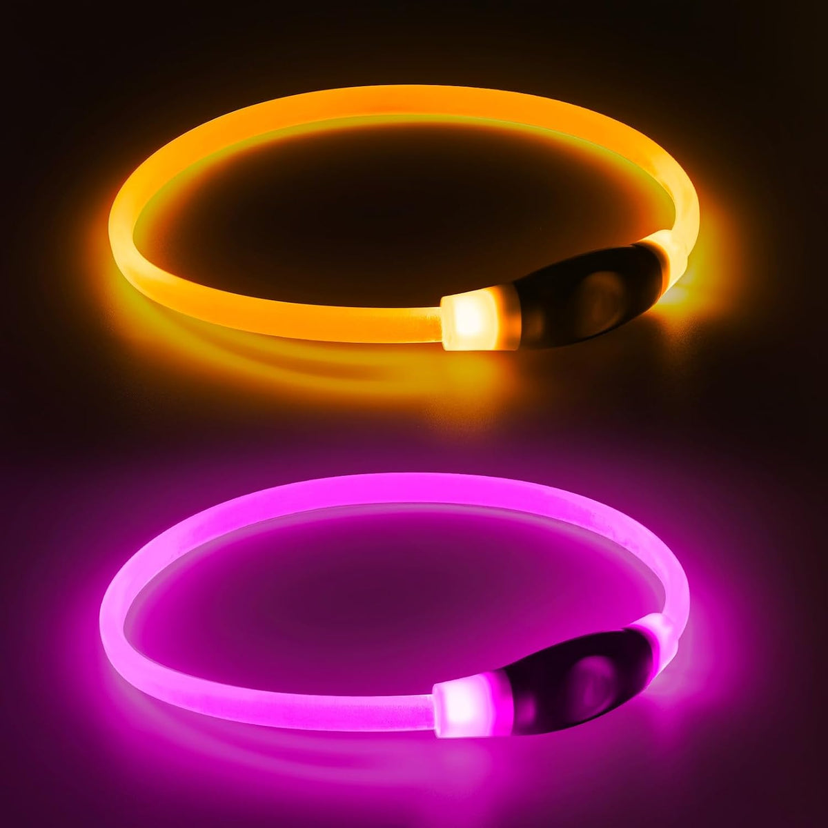 2 Packs Light Up Dog Collar, USB Rechargeable Dog Lights for Night