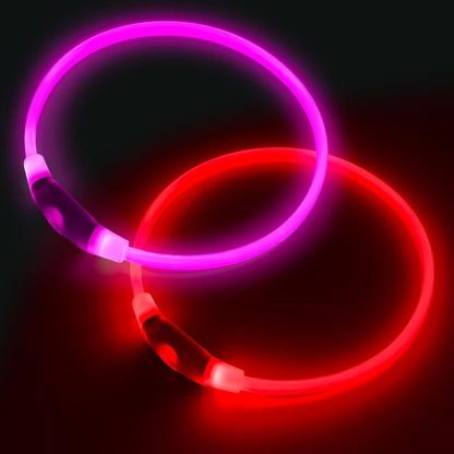 2 Packs Light Up Dog Collar, USB Rechargeable Dog Lights for Night