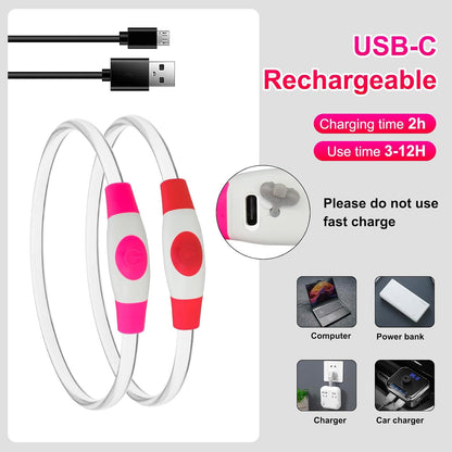 2 Packs Light Up Dog Collar, USB Rechargeable Dog Lights for Night