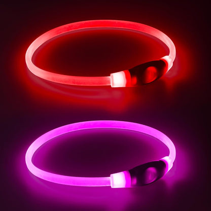 2 Packs Light Up Dog Collar, USB Rechargeable Dog Lights for Night