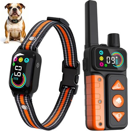 2-in-1 Dog Bark Collar & Shock Collar, IPX7 Waterproof E Collars with AI Anti-Bark/Beep/Vibration/Shock/no Shock for Small Medium Large Dog(5-120Lbs), Dog Training Collar with 3300FT Remote