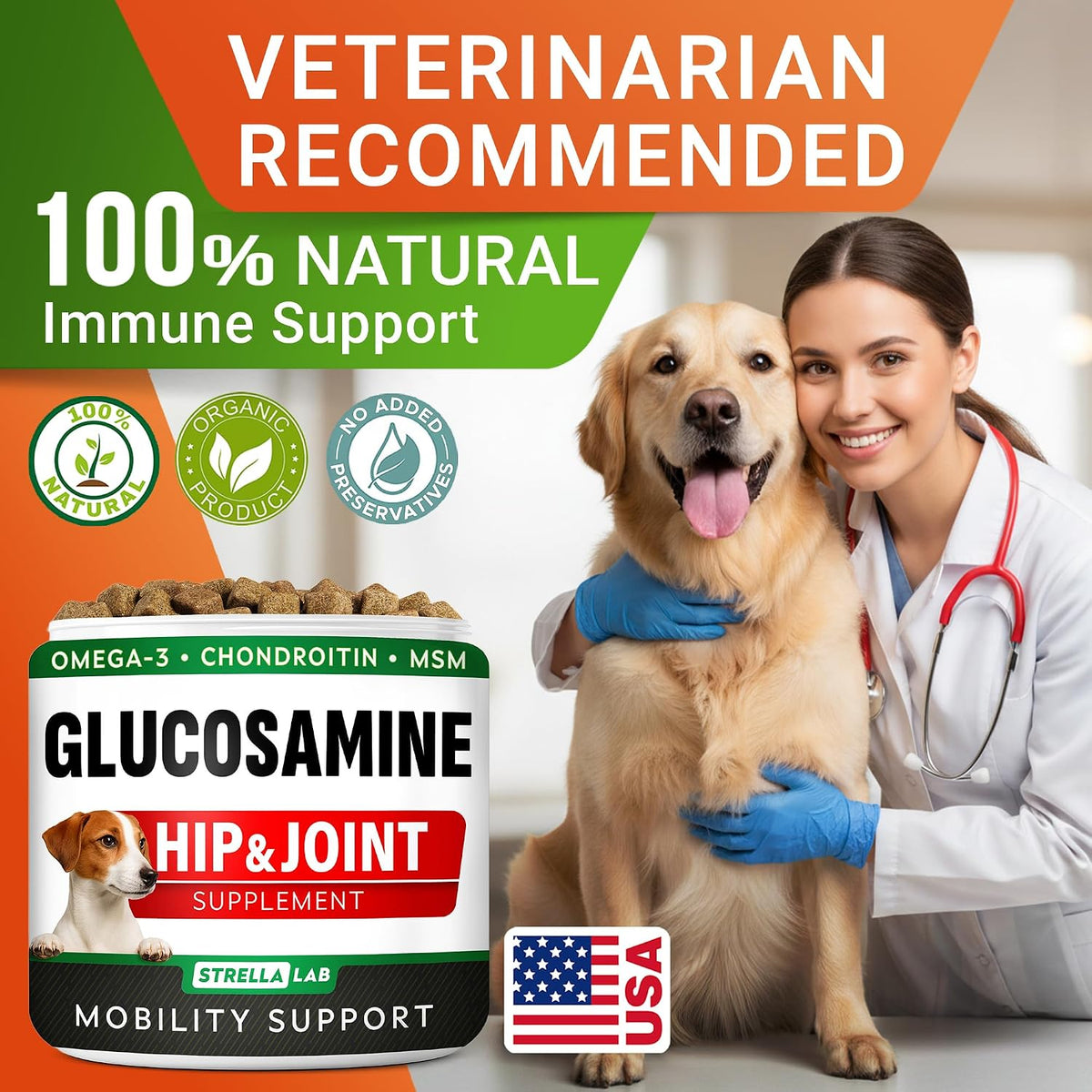 Advanced Glucosamine for Dogs, Chondroitin MSM Joint Supplement
