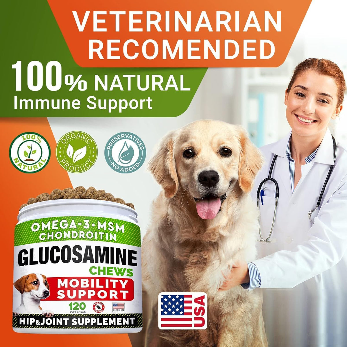 Advanced Glucosamine for Dogs, Chondroitin MSM Joint Supplement