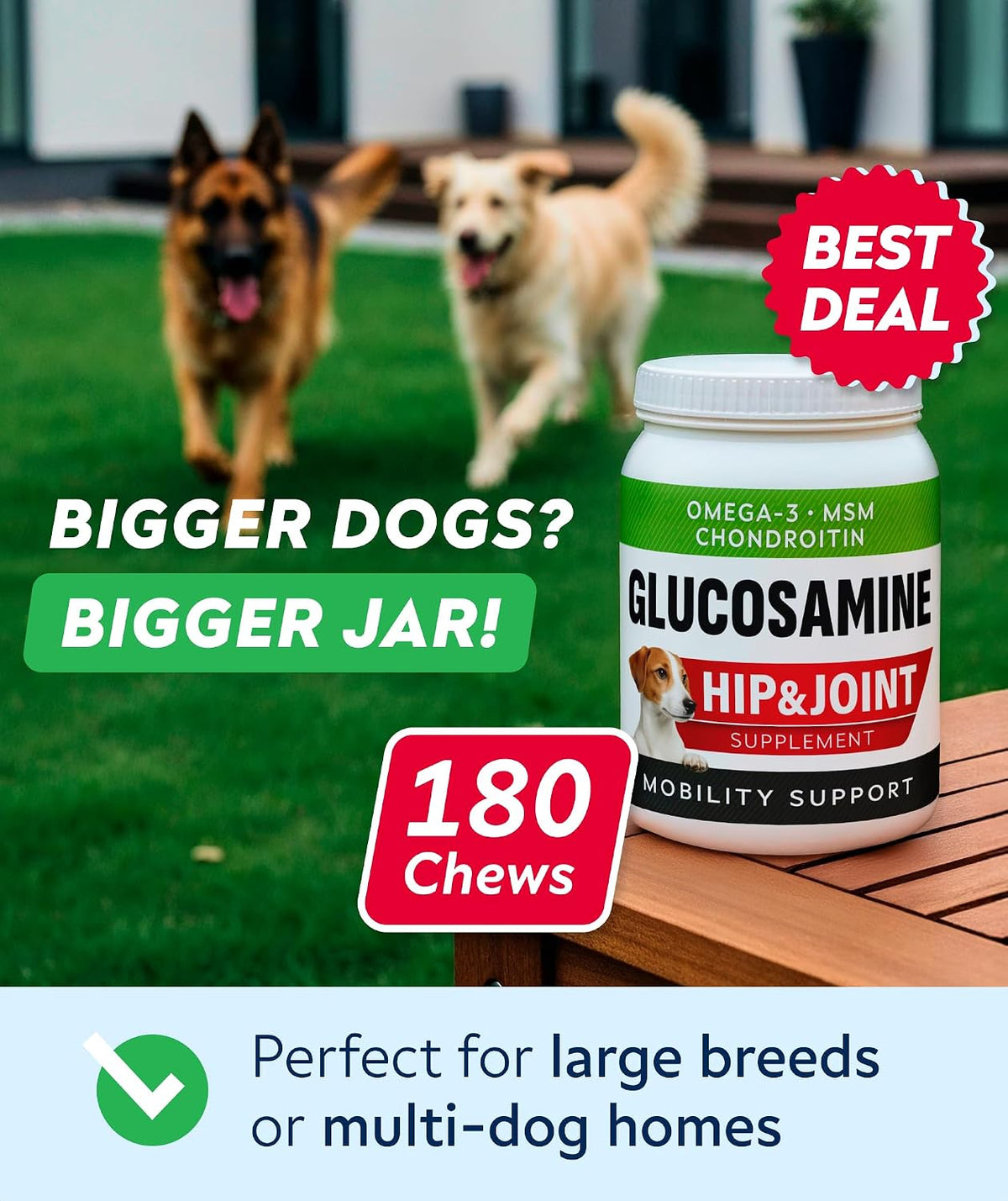Advanced Glucosamine for Dogs, Chondroitin MSM Joint Supplement