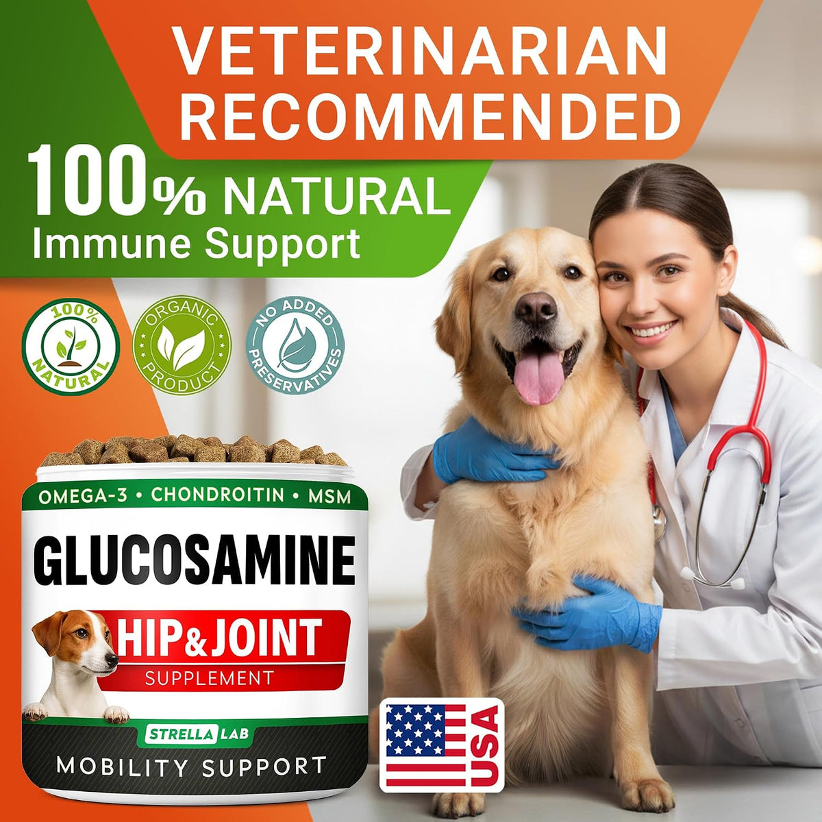 Advanced Glucosamine for Dogs, Chondroitin MSM Joint Supplement