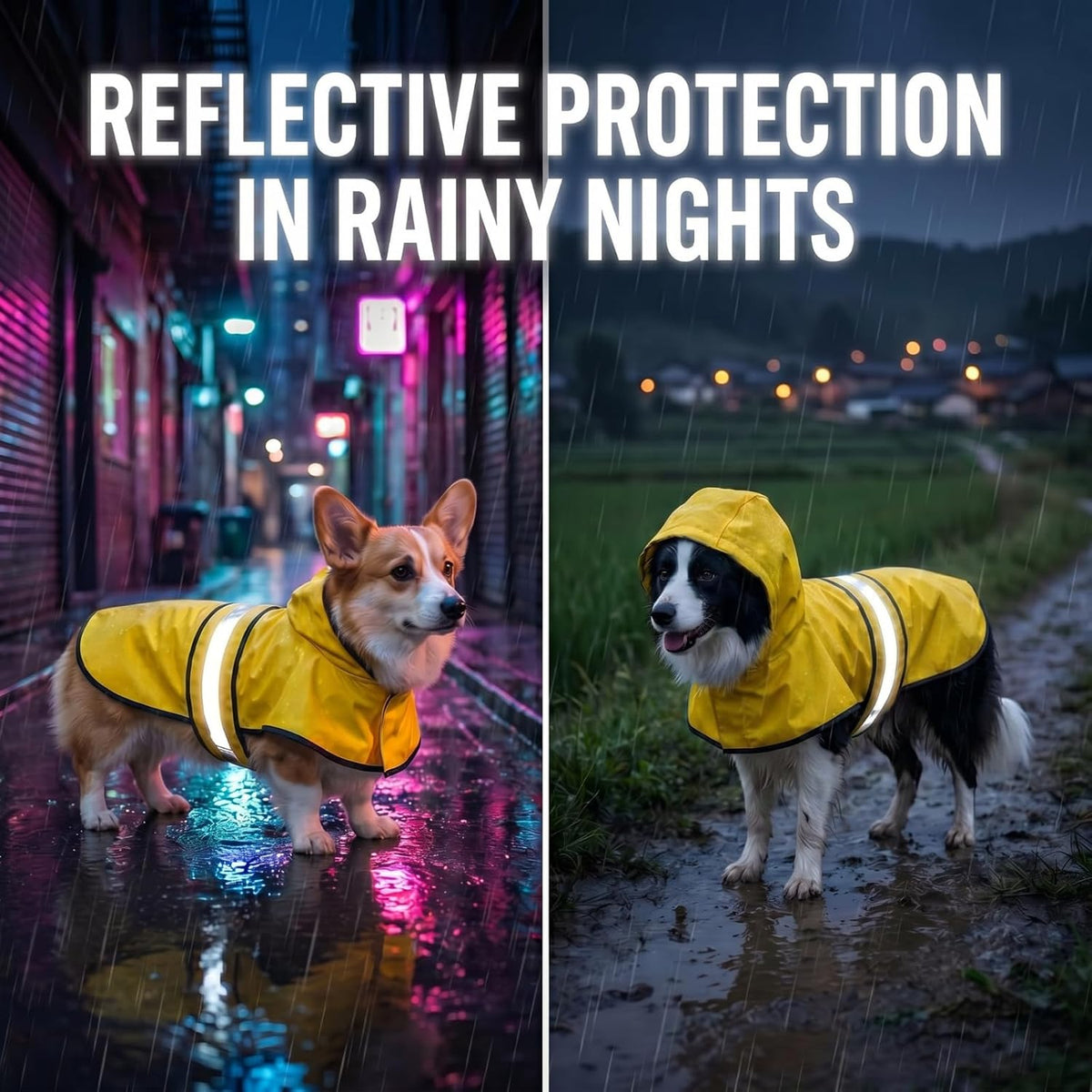 Waterproof Dog Raincoat Shoes 50-70lbs, Poncho Single Side