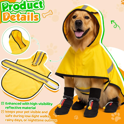 Waterproof Dog Raincoat Shoes 50-70lbs, Poncho Single Side
