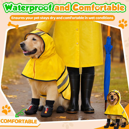 Waterproof Dog Raincoat Shoes 50-70lbs, Poncho Single Side
