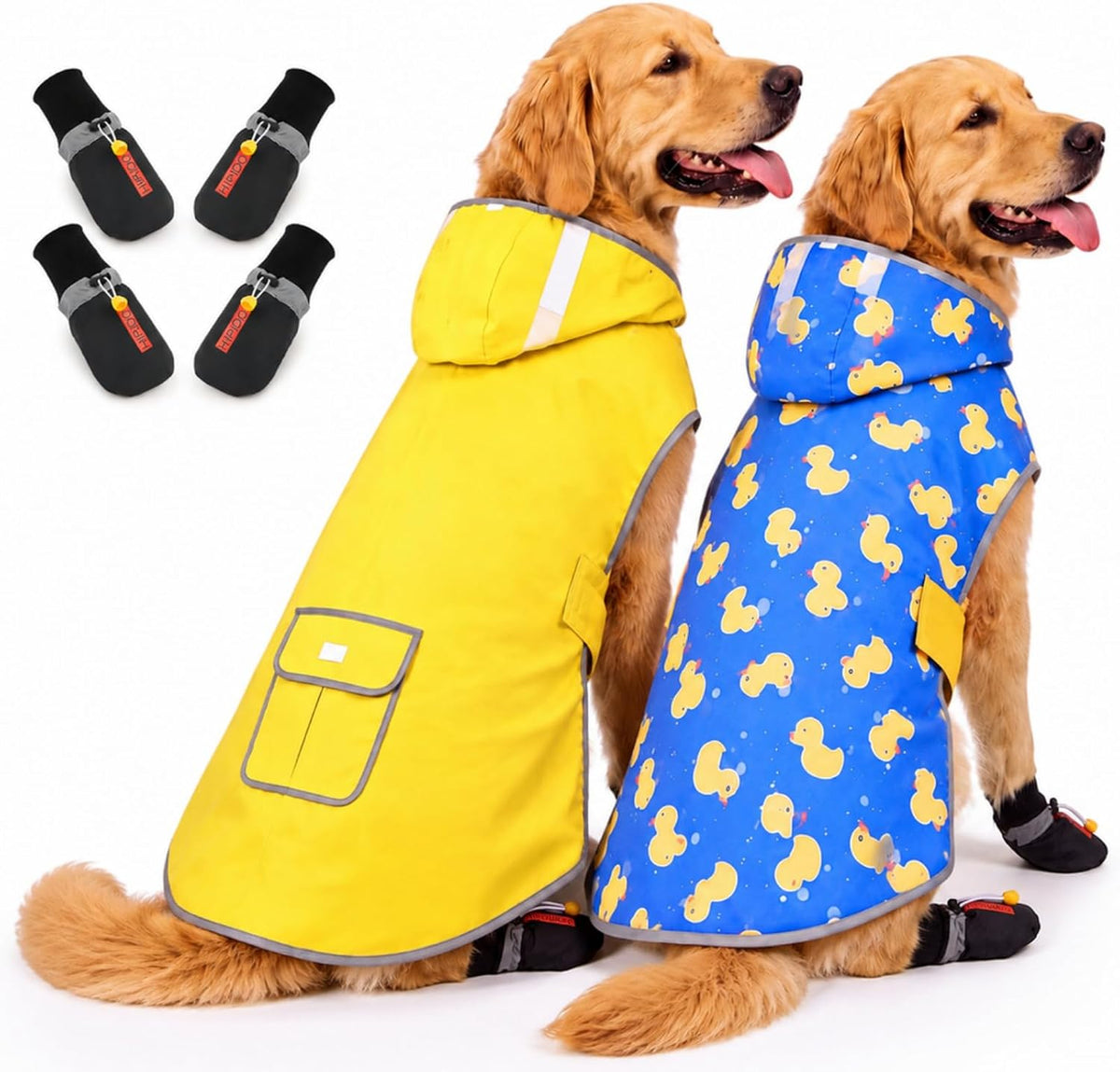 Waterproof Dog Raincoat Shoes 50-70lbs, Poncho Single Side