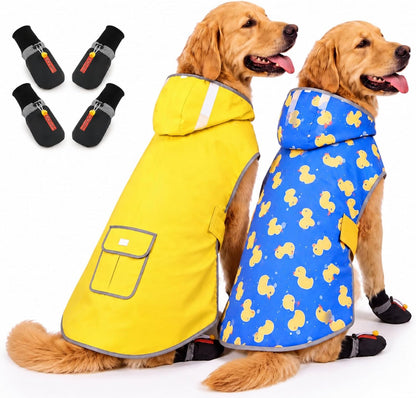 Waterproof Dog Raincoat Shoes 50-70lbs, Poncho Single Side