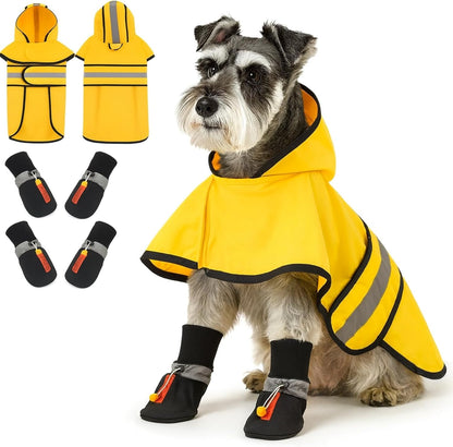 Waterproof Dog Raincoat Shoes 50-70lbs, Poncho Single Side