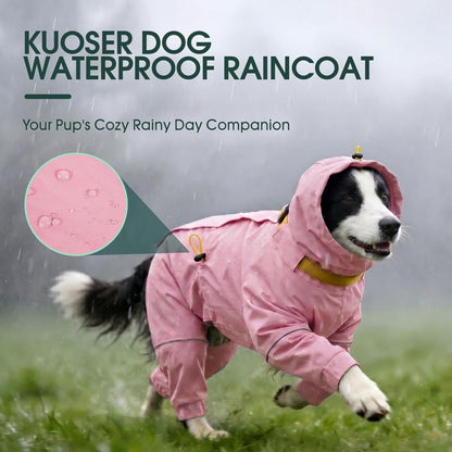 Kouser Waterproof Full-Body Coverage Dog Raincoat, Pink M