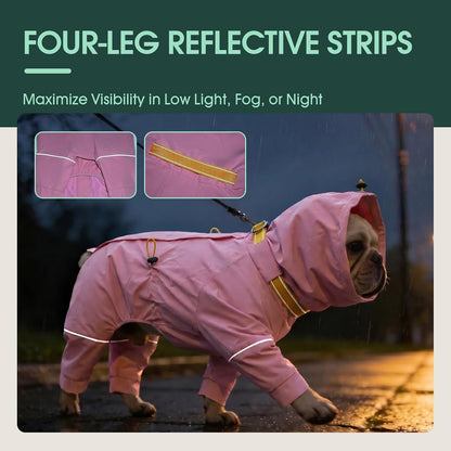Kouser Waterproof Full-Body Coverage Dog Raincoat, Pink M