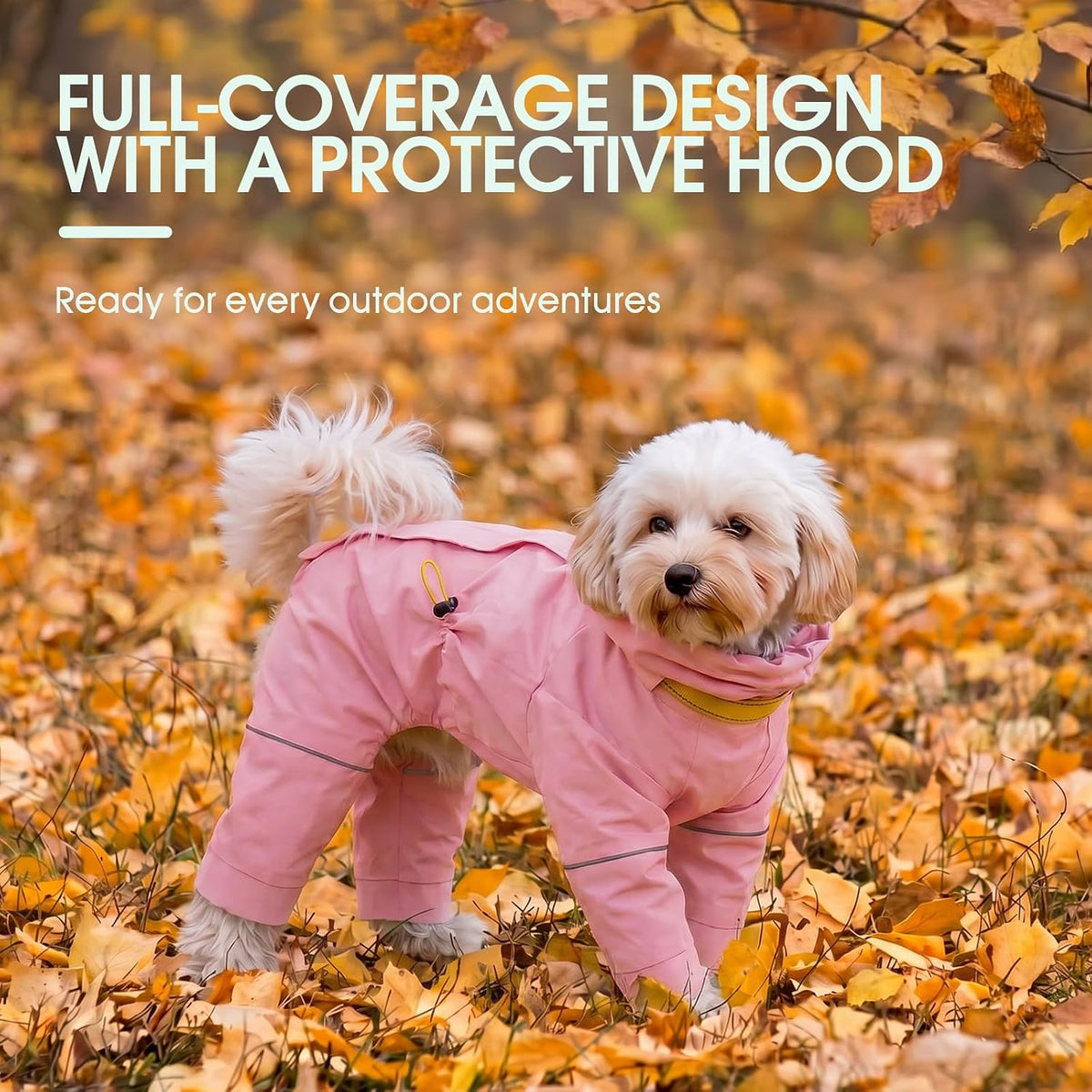 Kouser Waterproof Full-Body Coverage Dog Raincoat, Pink M