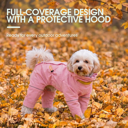Kouser Waterproof Full-Body Coverage Dog Raincoat, Pink M