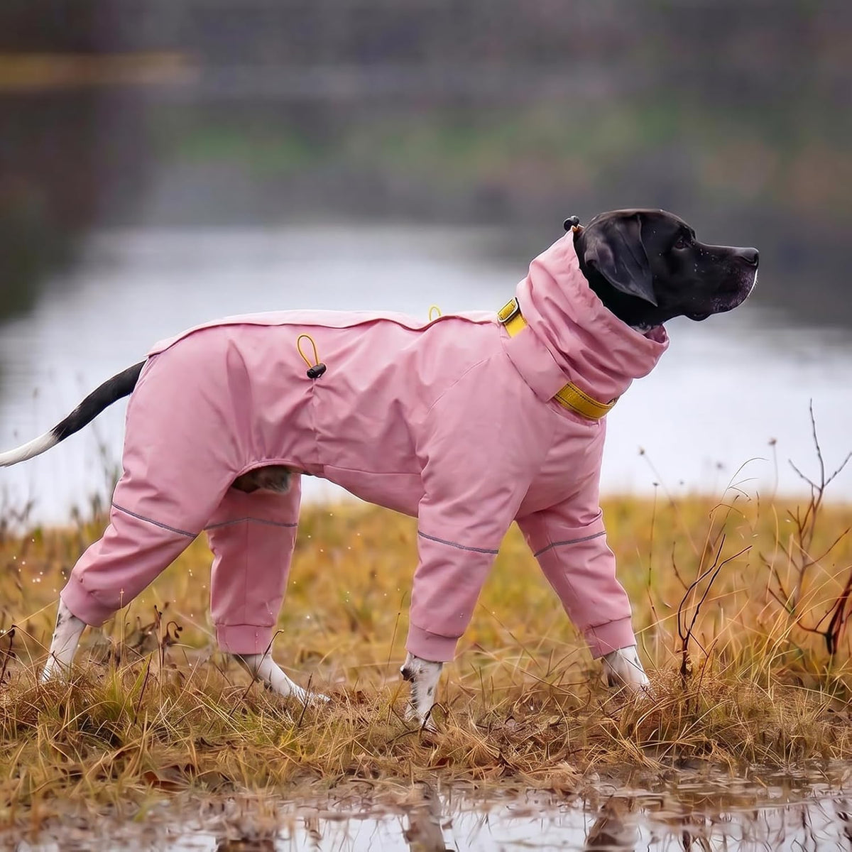 Kouser Waterproof Full-Body Coverage Dog Raincoat, Pink M