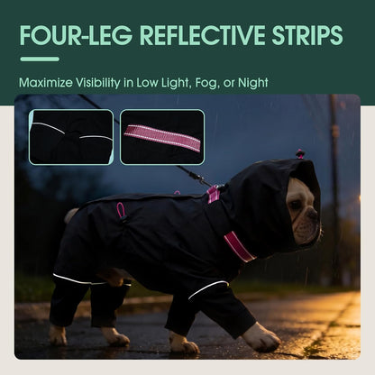 Kouser Waterproof Full-Body Coverage Dog Raincoat, Pink M