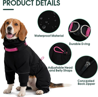 Kouser Waterproof Full-Body Coverage Dog Raincoat, Pink M