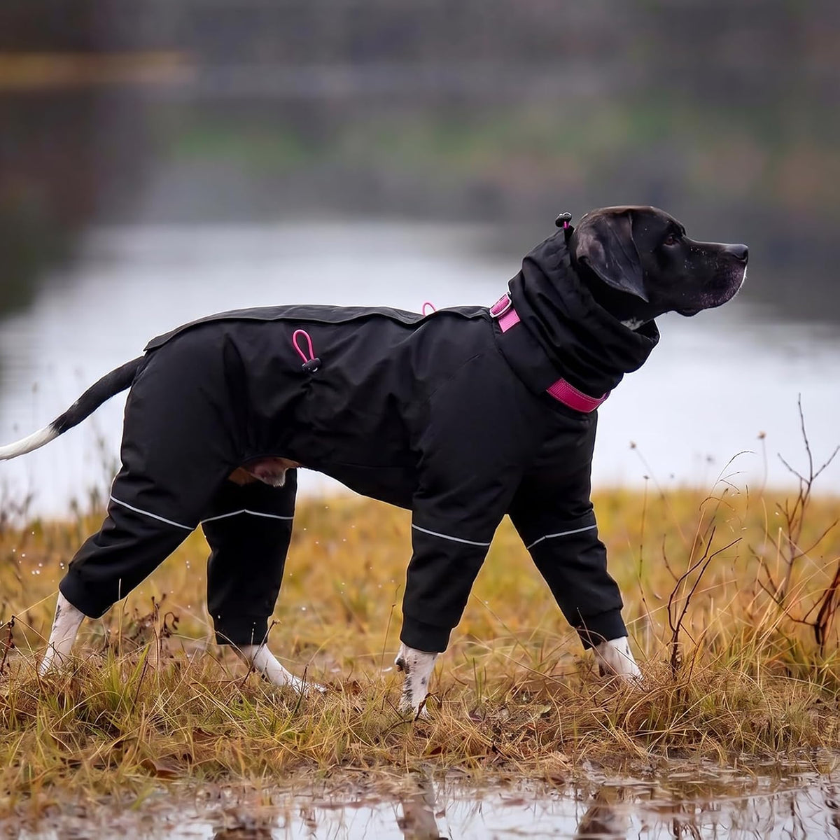 Kouser Waterproof Full-Body Coverage Dog Raincoat, Pink M