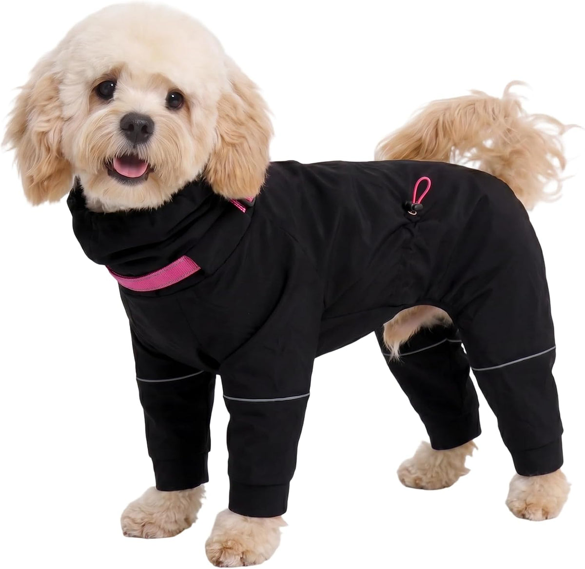 Kouser Waterproof Full-Body Coverage Dog Raincoat, Pink M