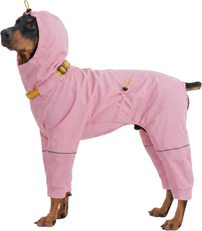 Kouser Waterproof Full-Body Coverage Dog Raincoat, Pink M