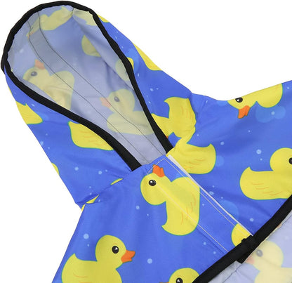 Dog Raincoat with Hood & Leash Hole S-XL Dog Rain Jacket Ducks M