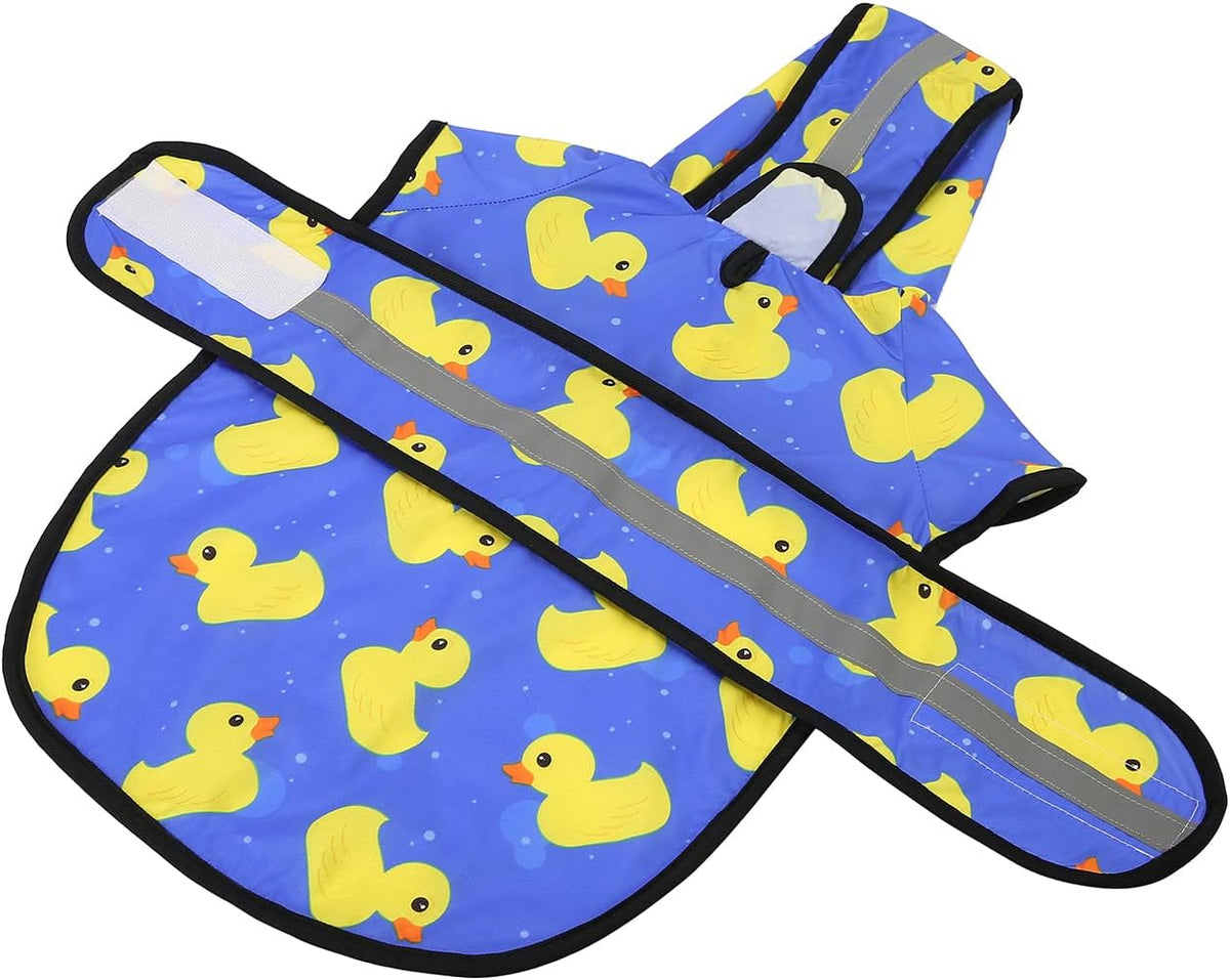 Dog Raincoat with Hood & Leash Hole S-XL Dog Rain Jacket Ducks M