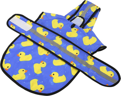 Dog Raincoat with Hood & Leash Hole S-XL Dog Rain Jacket Ducks M