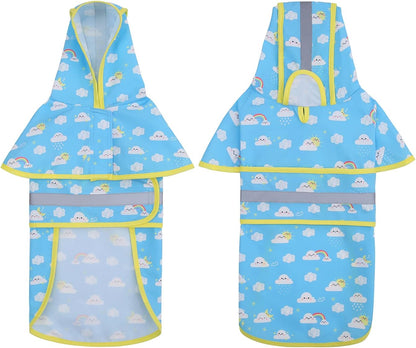 Dog Raincoat with Hood & Leash Hole S-XL Dog Rain Jacket Ducks M