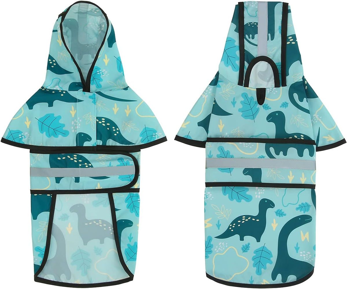 Dog Raincoat with Hood & Leash Hole S-XL Dog Rain Jacket Ducks M