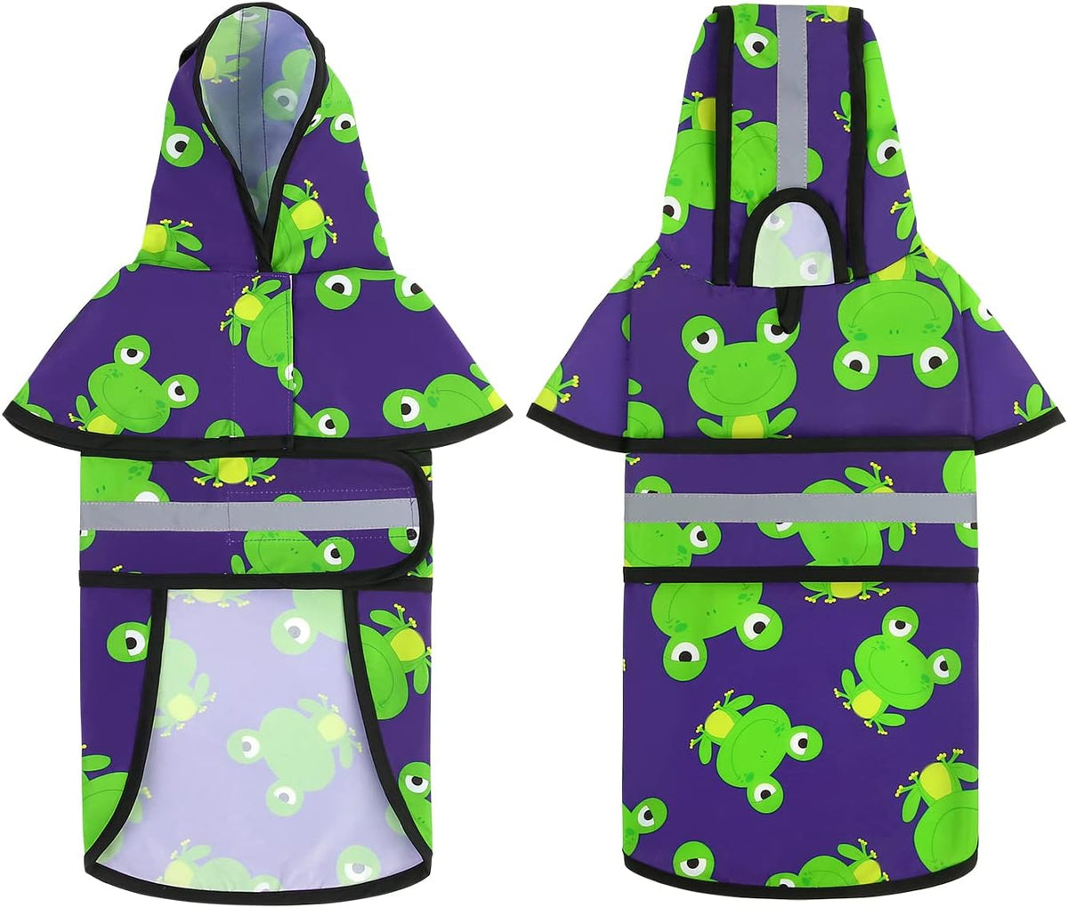 Dog Raincoat with Hood & Leash Hole S-XL Dog Rain Jacket Ducks M