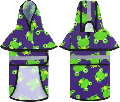 Dog Raincoat with Hood & Leash Hole S-XL Dog Rain Jacket Ducks M