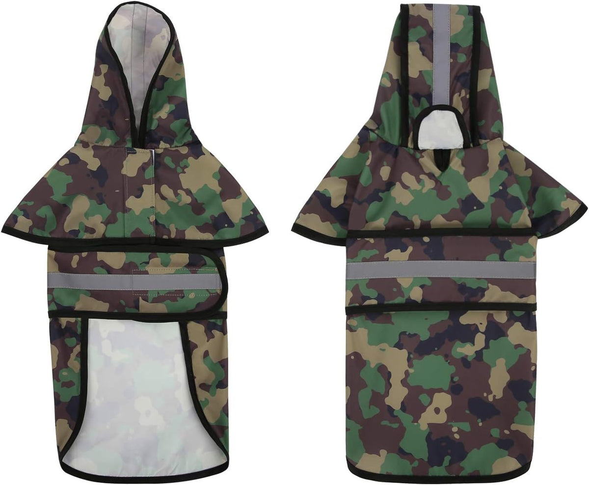 Dog Raincoat with Hood & Leash Hole S-XL Dog Rain Jacket Ducks M