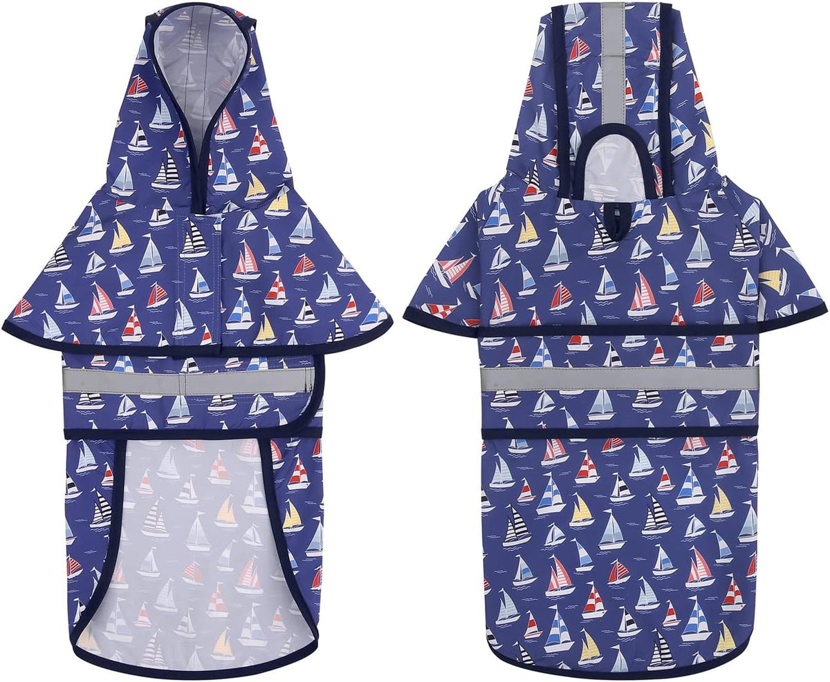 Dog Raincoat with Hood & Leash Hole S-XL Dog Rain Jacket Ducks M