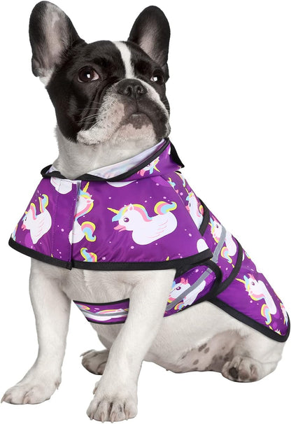 Dog Raincoat with Hood & Leash Hole S-XL Dog Rain Jacket Ducks M