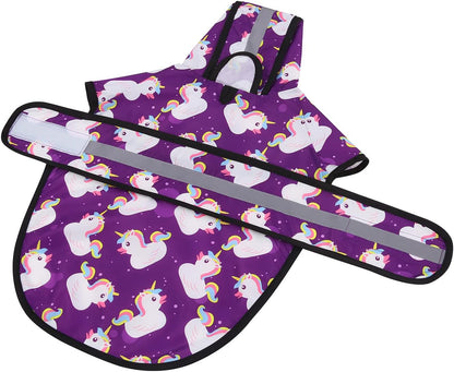 Dog Raincoat with Hood & Leash Hole S-XL Dog Rain Jacket Ducks M