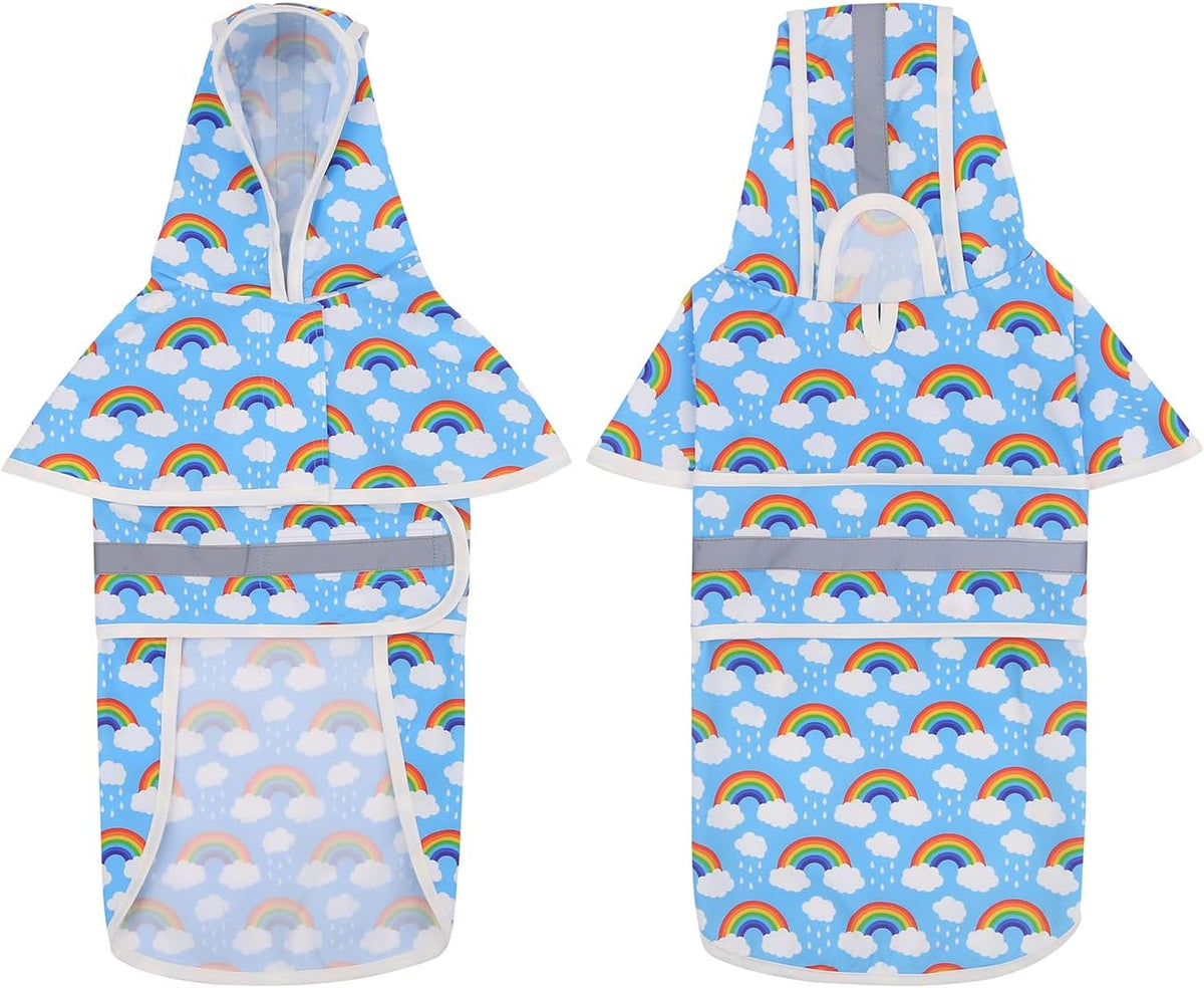 Dog Raincoat with Hood & Leash Hole S-XL Dog Rain Jacket Ducks M