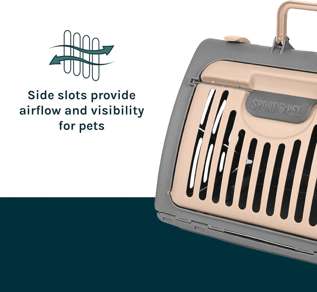 Foldable Travel Cat Carrier - Front Door Plastic Collapsible Carrier, Gray and Tan, Medium (Pack of 1)