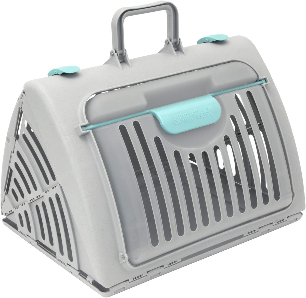 Foldable Travel Cat Carrier - Front Door Plastic Collapsible Carrier, Gray and Tan, Medium (Pack of 1)