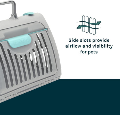 Foldable Travel Cat Carrier - Front Door Plastic Collapsible Carrier, Gray and Tan, Medium (Pack of 1)