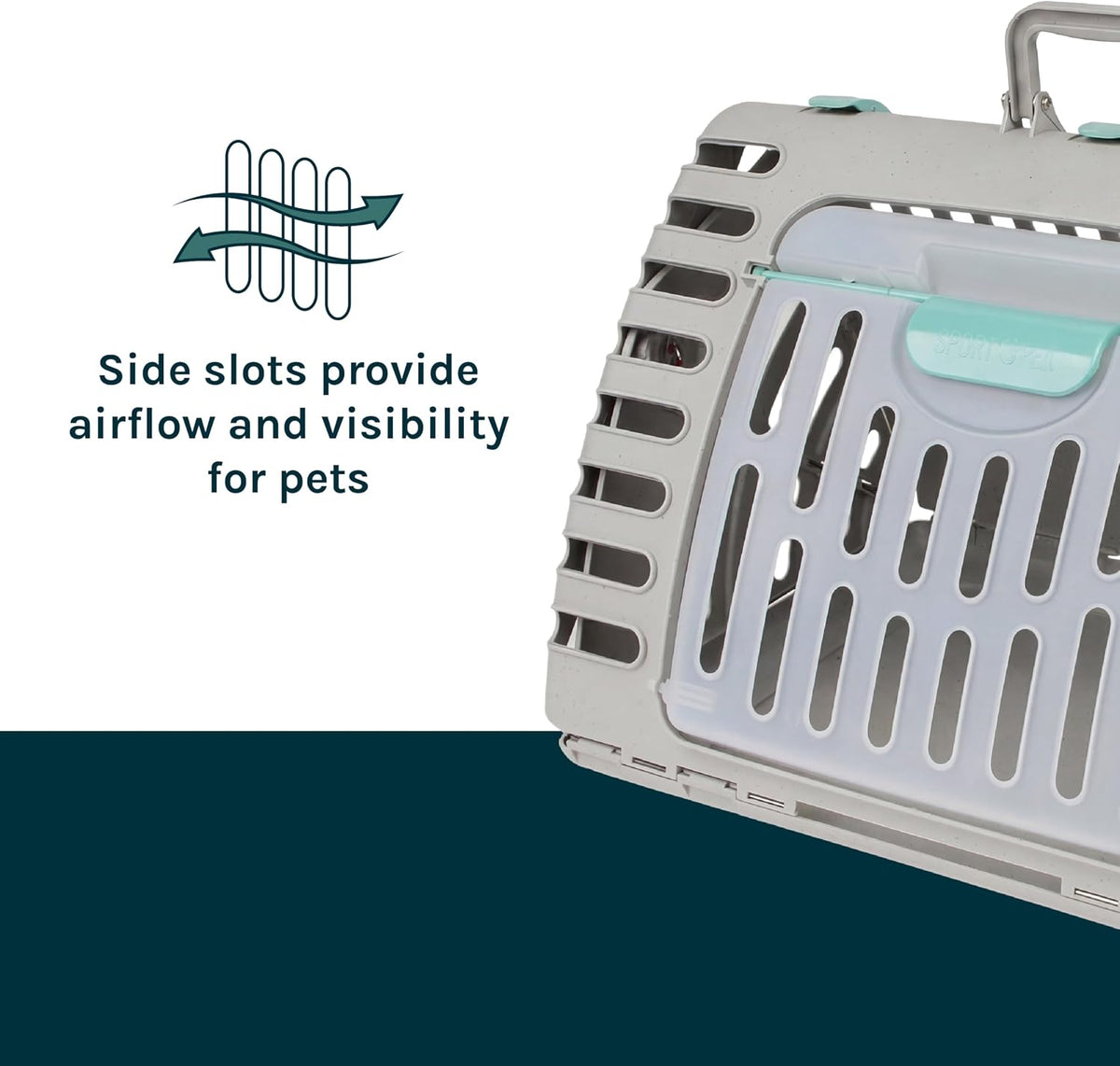 Foldable Travel Cat Carrier - Front Door Plastic Collapsible Carrier, Gray and Tan, Medium (Pack of 1)