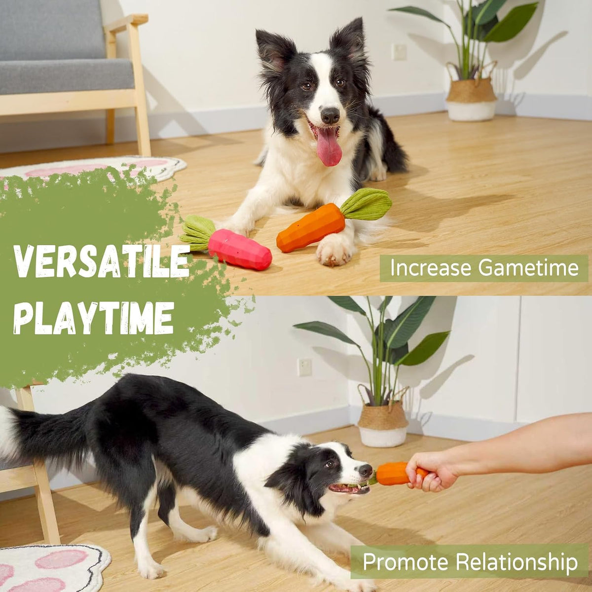 Dog Chew Toys for Aggressive Chewers, Rubber Squeaky Dog Toys
