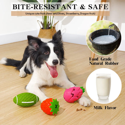 Dog Chew Toys for Aggressive Chewers, Rubber Squeaky Dog Toys