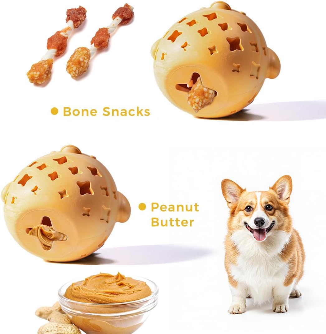 Dog Chew Toys for Aggressive Chewers, Rubber Squeaky Dog Toys
