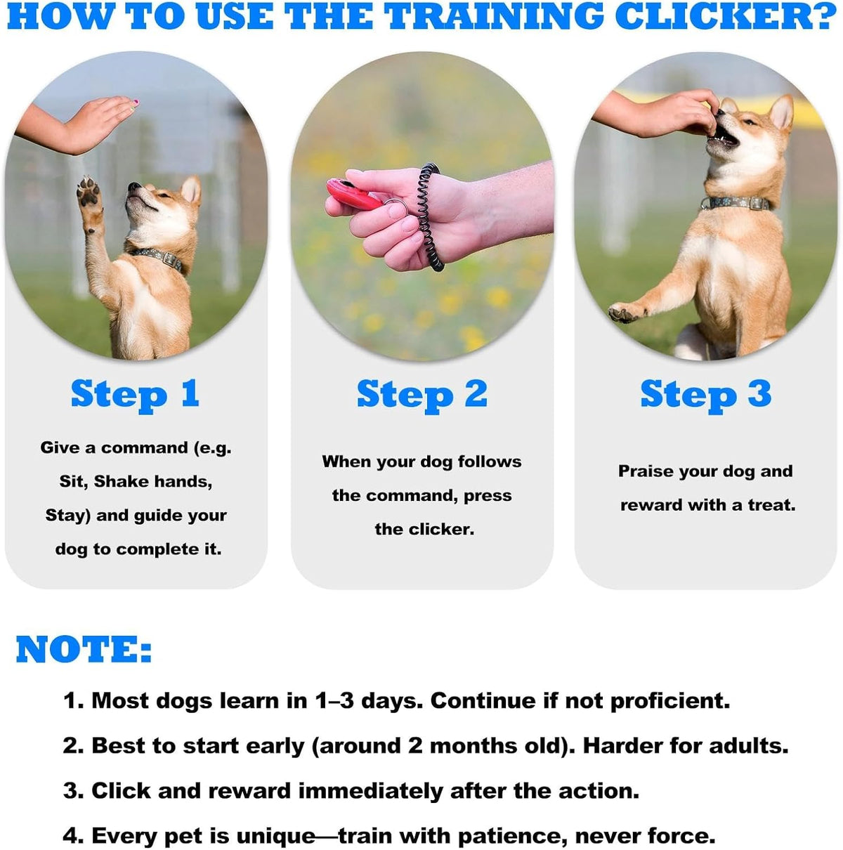 Dog Clicker for Training with Wrist Strap, Dog Clicker Trainer Tools