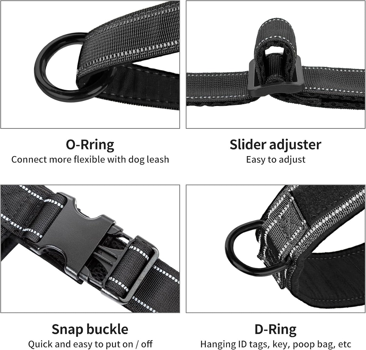 No Pull Dog Harness with Soft Padded Handle,Reflective Strip Escape Proof and Quick Fit to Adjust Harness,Easy for Training Walking for Small & Medium and Large Dogs(Green,L)