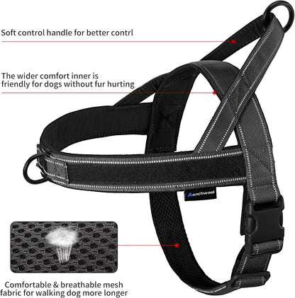 No Pull Dog Harness with Soft Padded Handle,Reflective Strip Escape Proof and Quick Fit to Adjust Harness,Easy for Training Walking for Small & Medium and Large Dogs(Green,L)