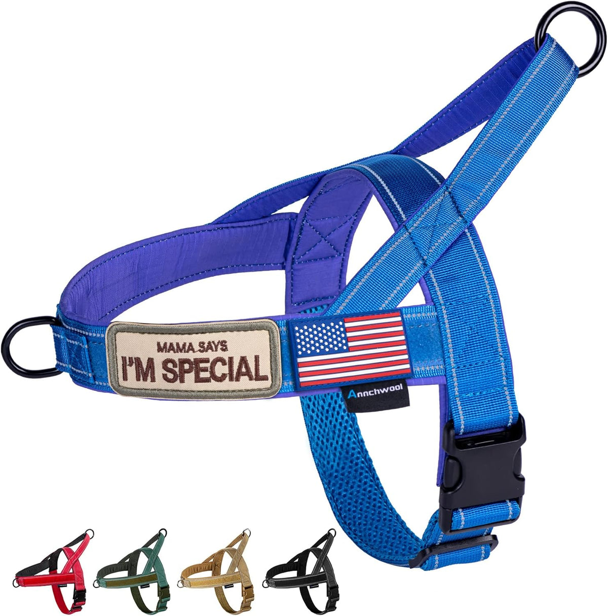 No Pull Dog Harness with Soft Padded Handle,Reflective Strip Escape Proof and Quick Fit to Adjust Harness,Easy for Training Walking for Small & Medium and Large Dogs(Green,L)