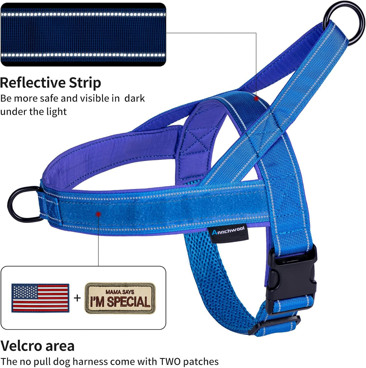 No Pull Dog Harness with Soft Padded Handle,Reflective Strip Escape Proof and Quick Fit to Adjust Harness,Easy for Training Walking for Small & Medium and Large Dogs(Green,L)